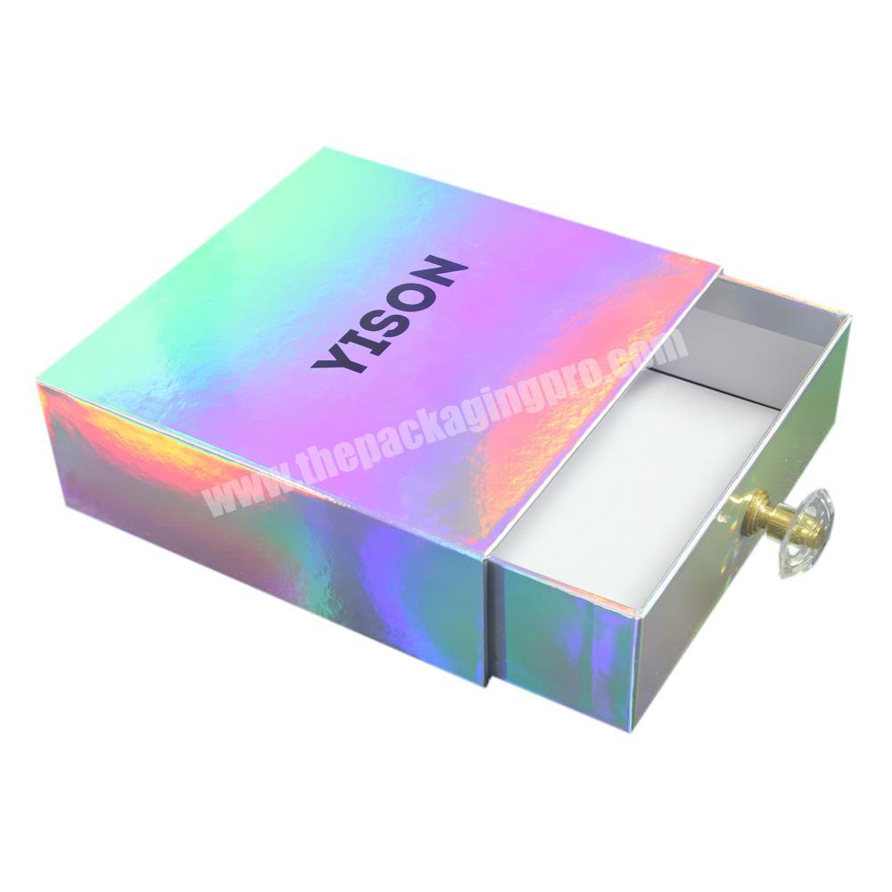 Custom Sparkly Holografic Holographic Package Holo Small Pull Out Drawer Box Giftbox Luxury caja hologrfica