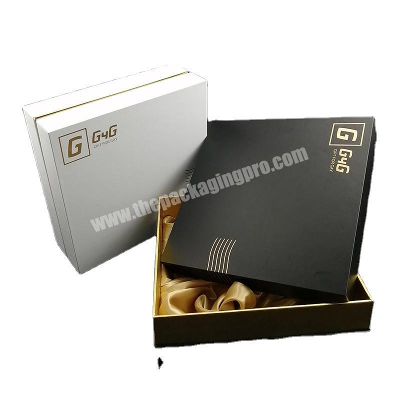 Custom Top and Base Bottom Cover Style 2 pieces Paing Cardboard Gift Paper Box With Ne Gold Foil Printing