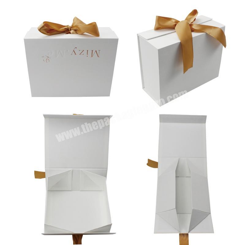 Custom Unique Design Packaging Box Rigid Cardboard Gift Box With Ribbon Closing