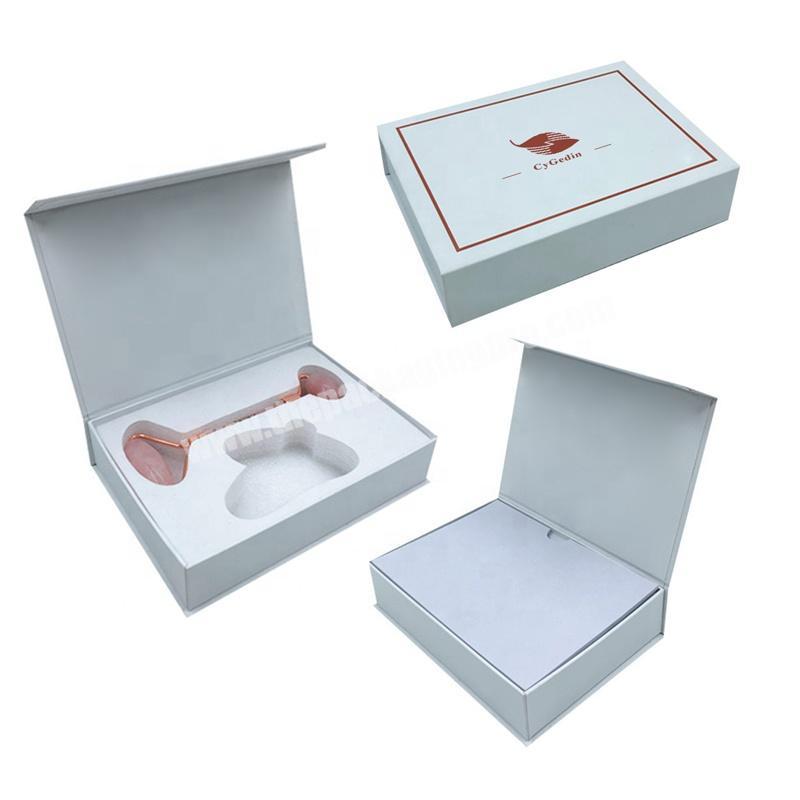 Custom White Color Face Massager Packaging Box with Magnetic Cardboard Gift Paper Box UV Logo Printing