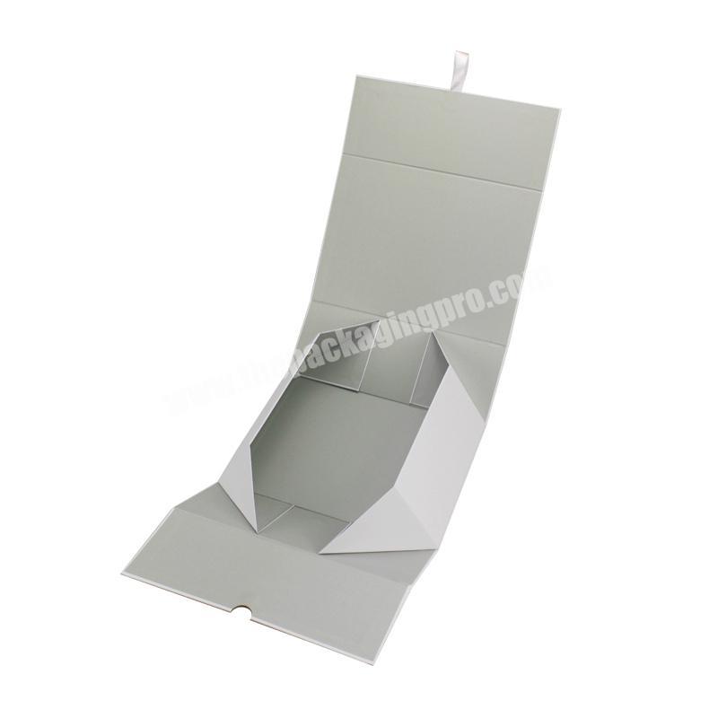 Custom White Color Matte Lamination With Ribbon Collapsible Storage Folding Gift Box