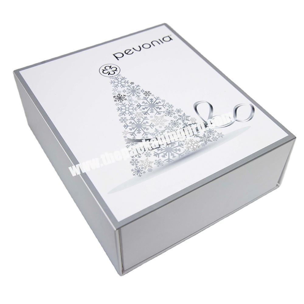 Custom Logo White Folding Luxury Rigid Packaging Large Magnetic Christmas Gift Box