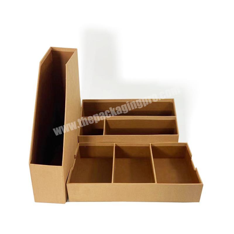 Custom Wholesale One Set Multifunction Organizer Stationery File Holder Storage Paper Cardboard Display Box For Office Or School