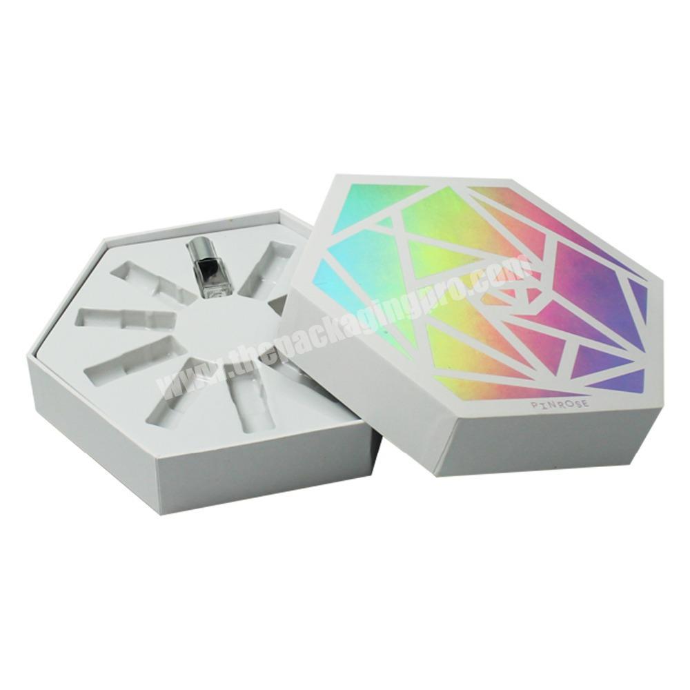 Custom cardboard hexagon rigid vanity  trending products promotional oem lip cosmetic gift packaging box
