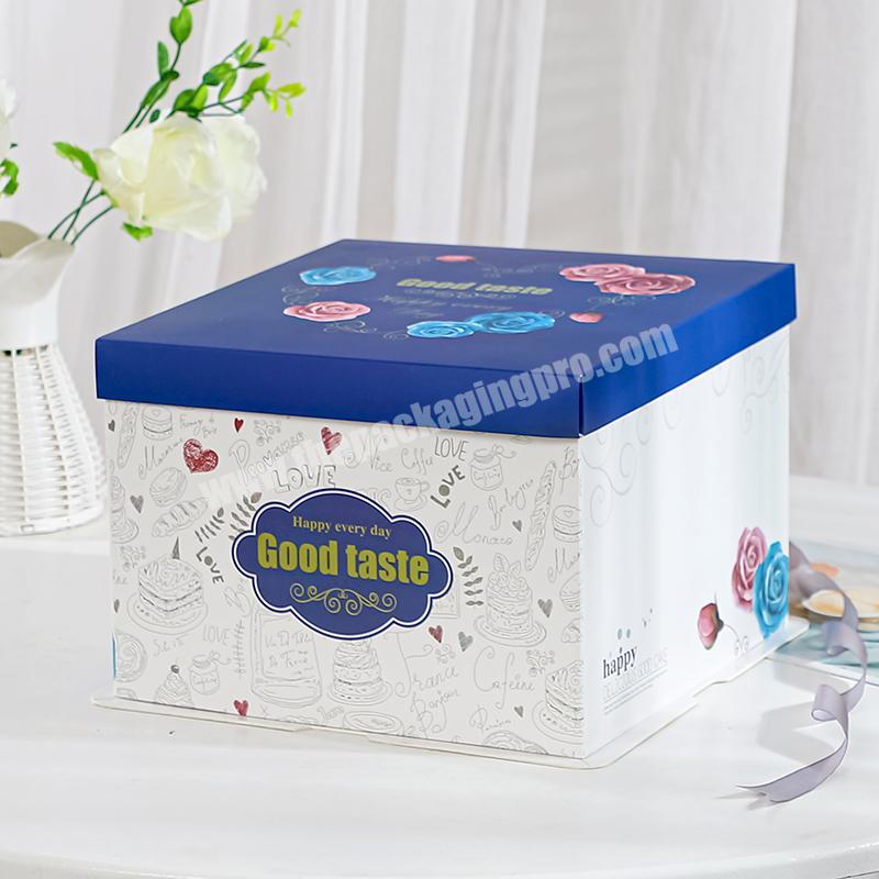 Custom colorful design disposable paper Christmas cake packaging boxes square presentation cake gift box for wedding