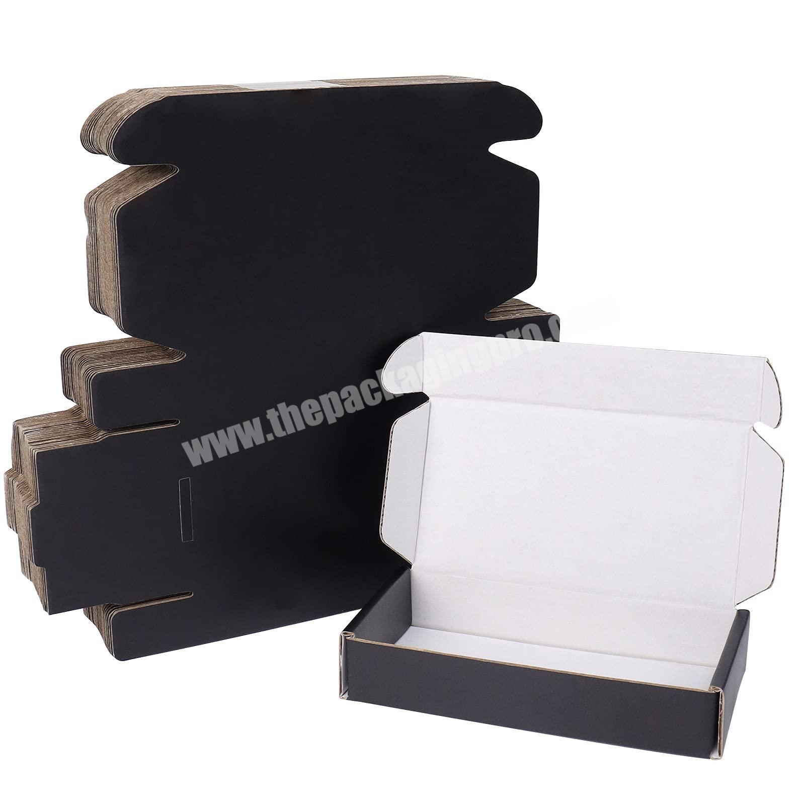 Custom corrugated cardboard black shipping packaging box custom logo clothing mailer delivery boxes wholesale