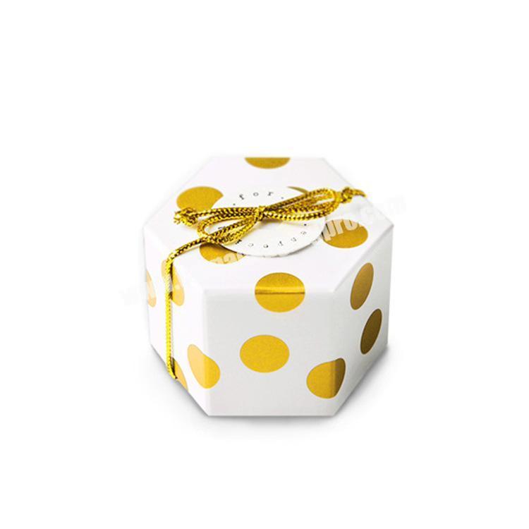 Custom cute small hexagon box bronzing gift paper box