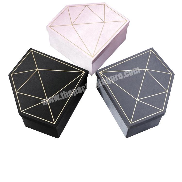 Custom diamond shape packing box for flowers packaging with lid for gift
