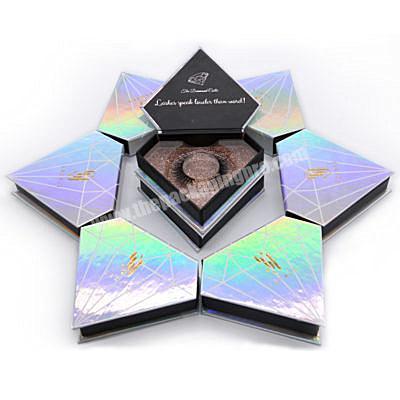 Custom diamond shaped own brand private label mink eyelash packaging box,eyelashes package box