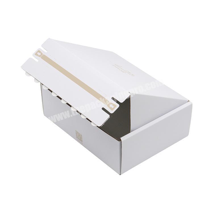 Custom die cut corrugated white mailing cheap personalized flat mailer box for dress with self adhesives and tear strip