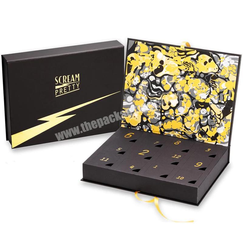Custom elegant rigid cardboard magnetic door christmas creative gift cosmetic chocolate storage advent calendar packaging box