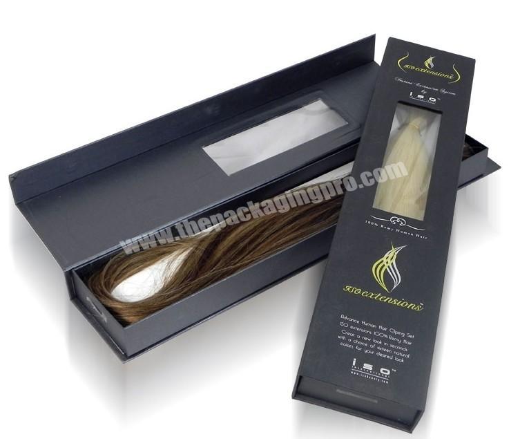 Custom folding magnetic closure paper human hair extension wigs packaging box for bundles with satin insert