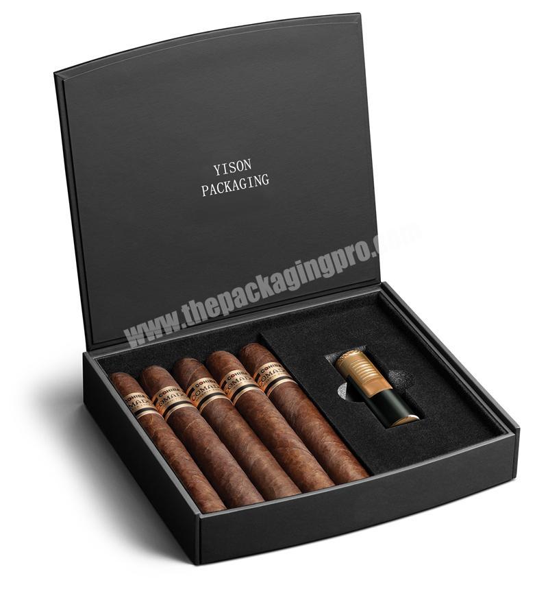 Custom gift Paper Cardboard Packing Cigar Packaging Box With Lighter Inserts