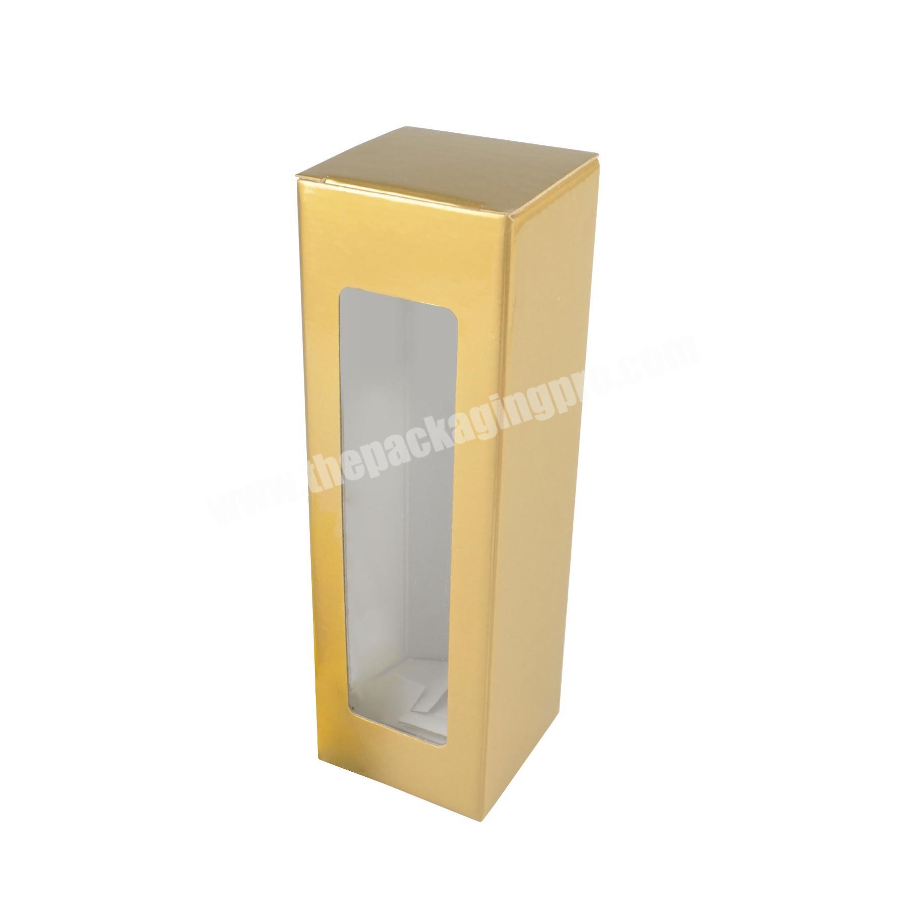 Custom gold champagne flute gift paper box with window