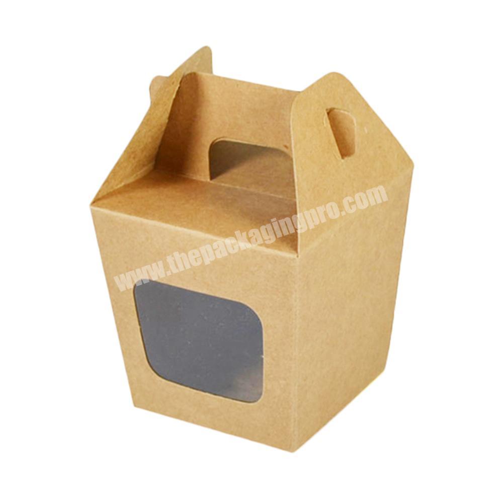 Custom kraft paper fast food doughnut packaging box with window
