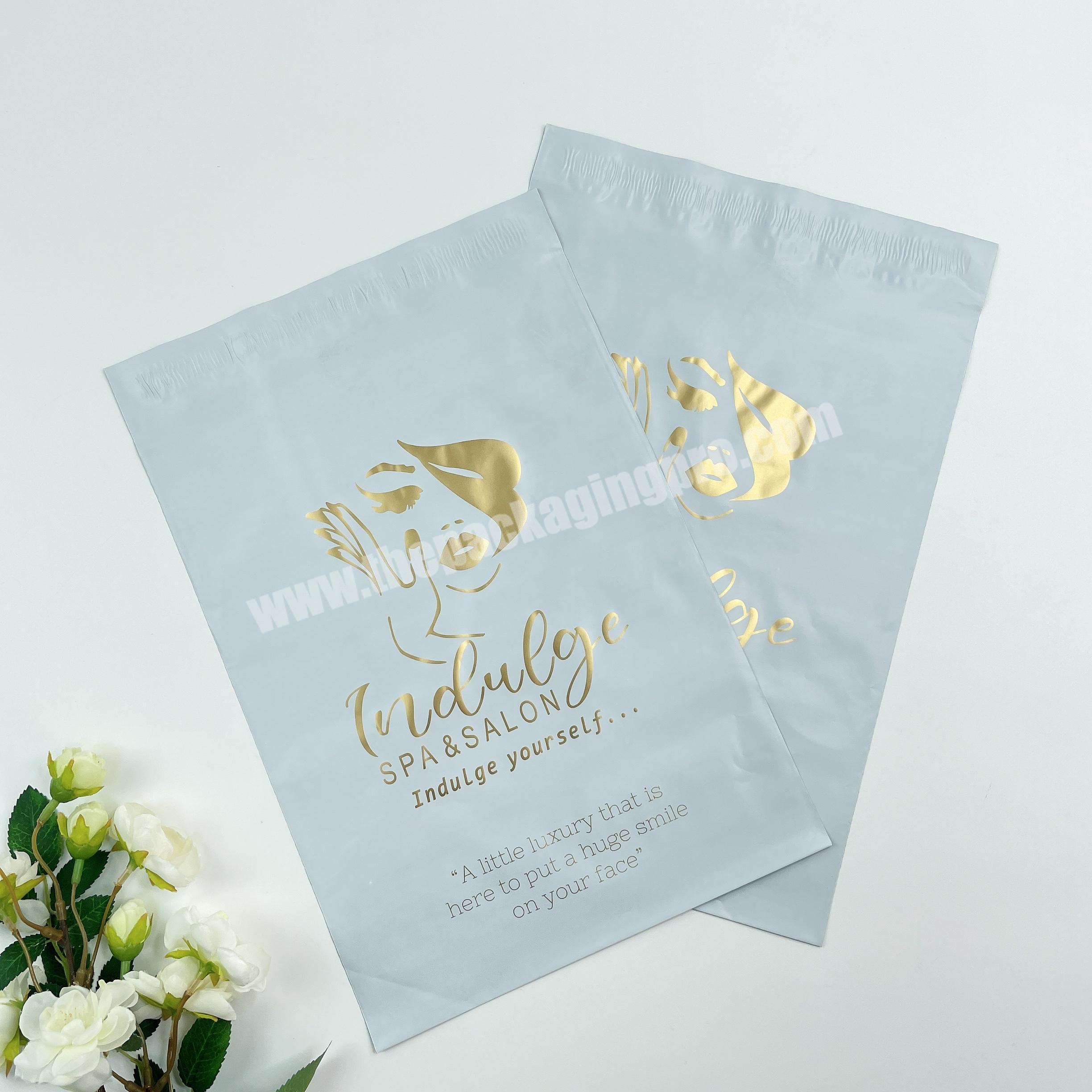 Custom logo Biodegradable Mail courier envelope clothing packaging Adhesive Gold Foil Mailing Poly Mailers Shipping Plastic Bag