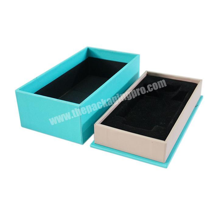 Custom logo Deluxe blue gift wrap lid and bottom box carton printed including inner card perfume book box