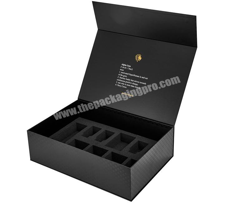 Custom logo black luxury cardboard magnetic folding packaging magnetic closure with foam