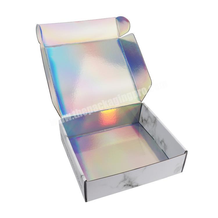 Custom logo design corrugated mailing shipping clothes boxes product packaging holographic mailer box for wigs