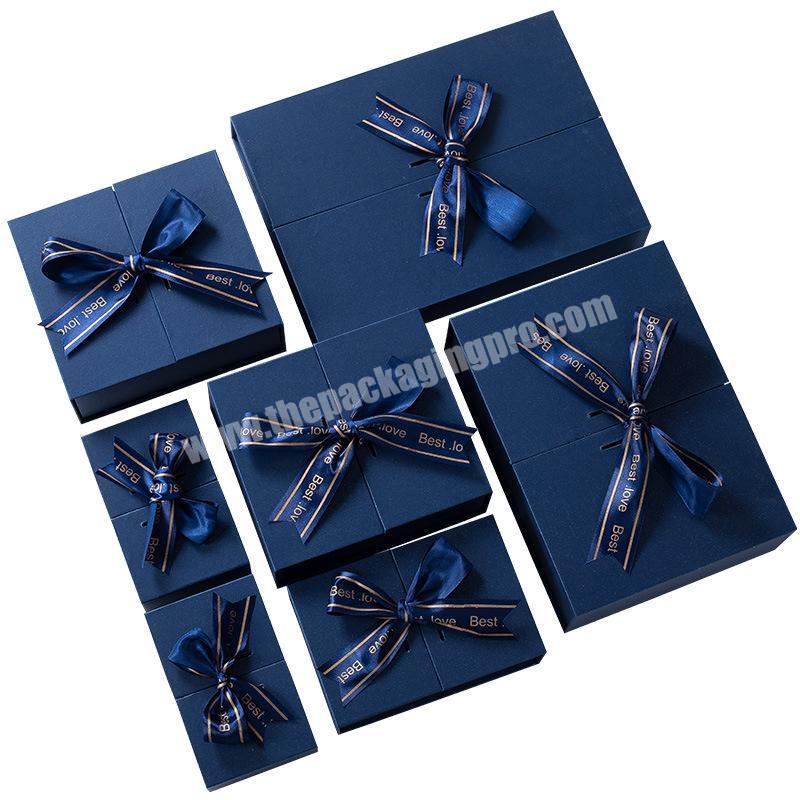 Custom logo luxury blue lipstick perfume folio clamshell gift box birthday exquisite gift mailer box