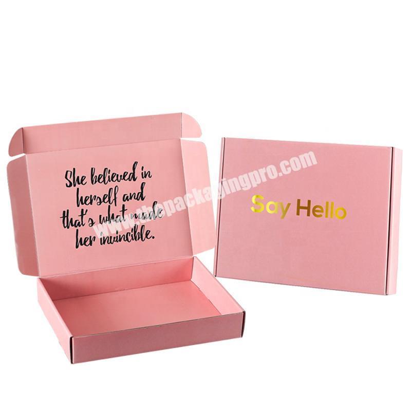 Custom logo pink color corrugated paper shipping box mailer box for Industrial Use Shoes & clothing and underwear