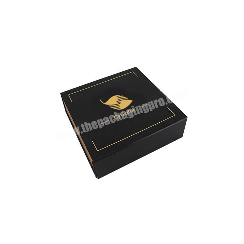 Custom logo printed luxury black high quality matte cardboard paper foldable magnetic packaging gift flat boxes