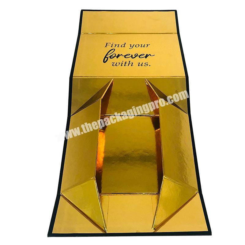 Custom Luxury Black Rose Gold Paper Cardboard wedding christmas jewelry Packaging Magnetic foldable Small Gift Box with Logo
