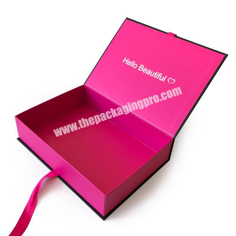 Wholesale Customized Luxury Pink Human Virgin Hair Accessory Bow Wig Weave Packaging Box for Wig hair Extension