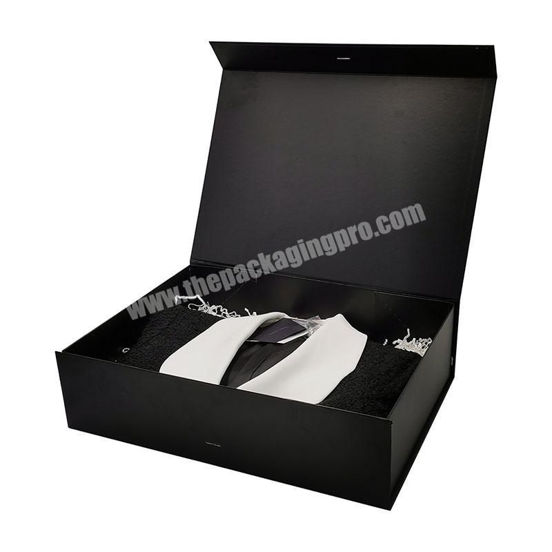 Black luxury apparel retail store products packaging foldable gift box for dress
