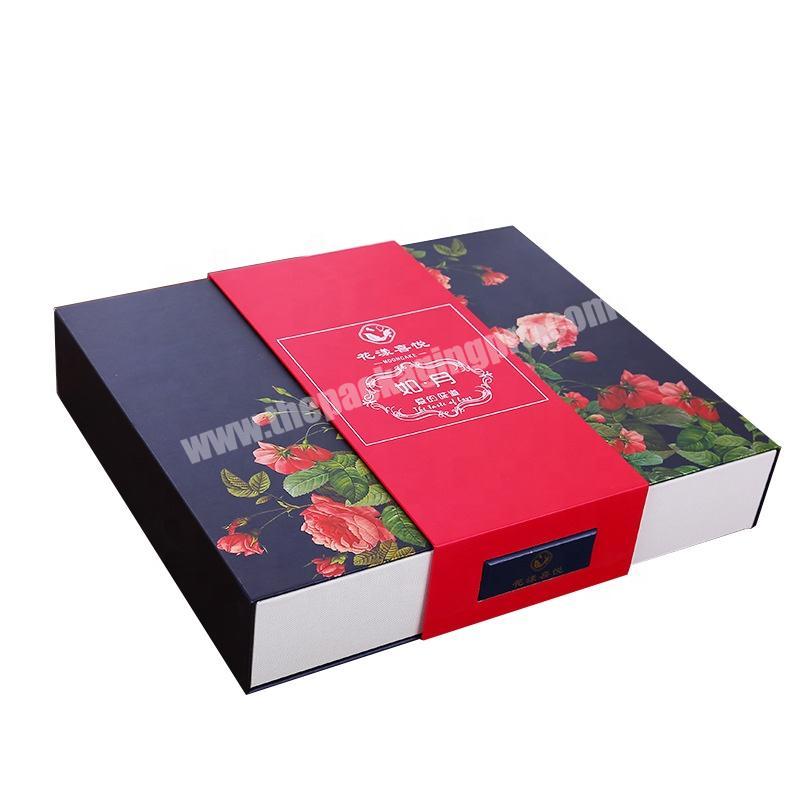 Custom luxury printing logo gift packaging two side open cardboard box macaron boxes Moon cake box