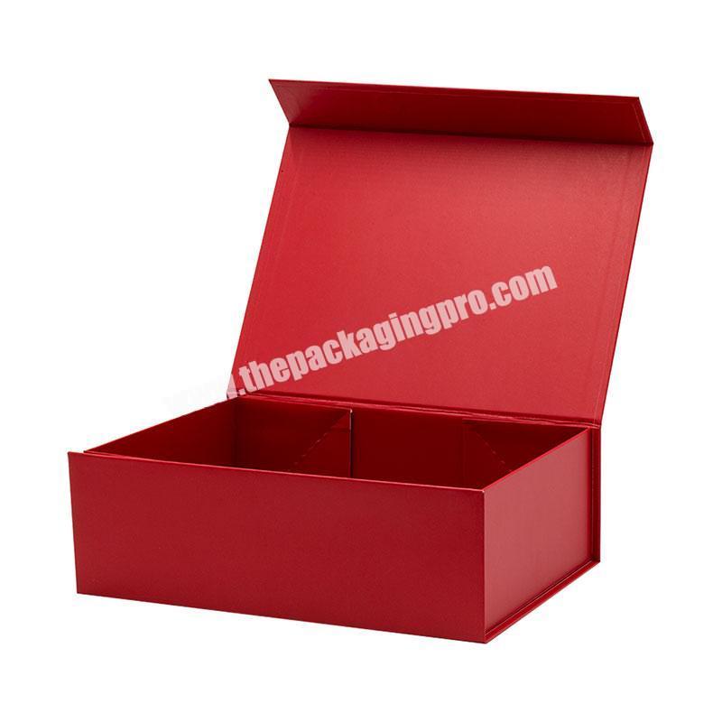Custom luxury red rigid magnet flap packaging paper gift mailer box wholesale