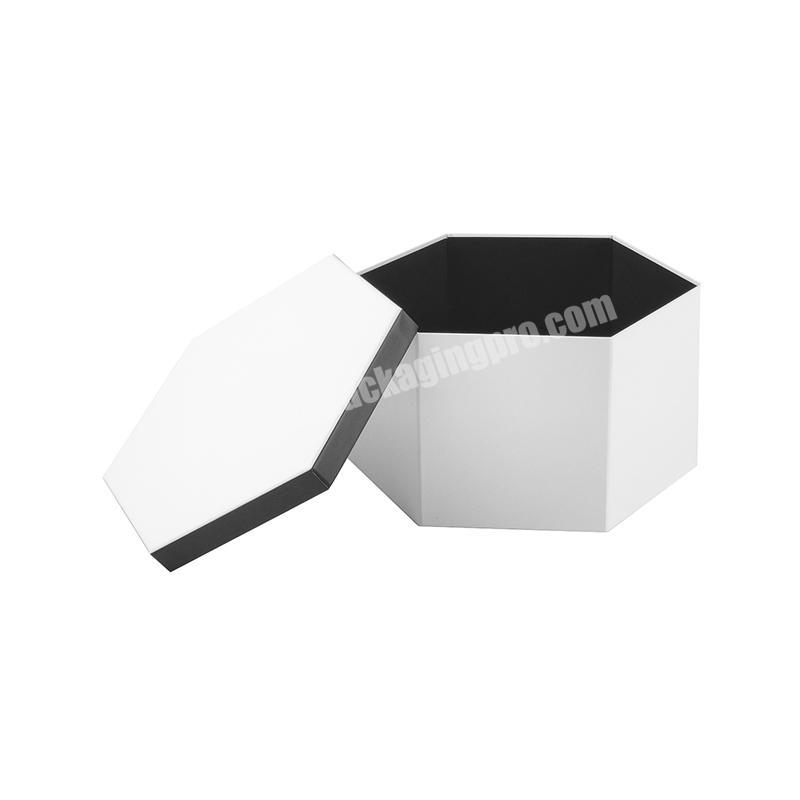 Custom design folding collapsible hexagonal shape white hexagon hat gift box packaging
