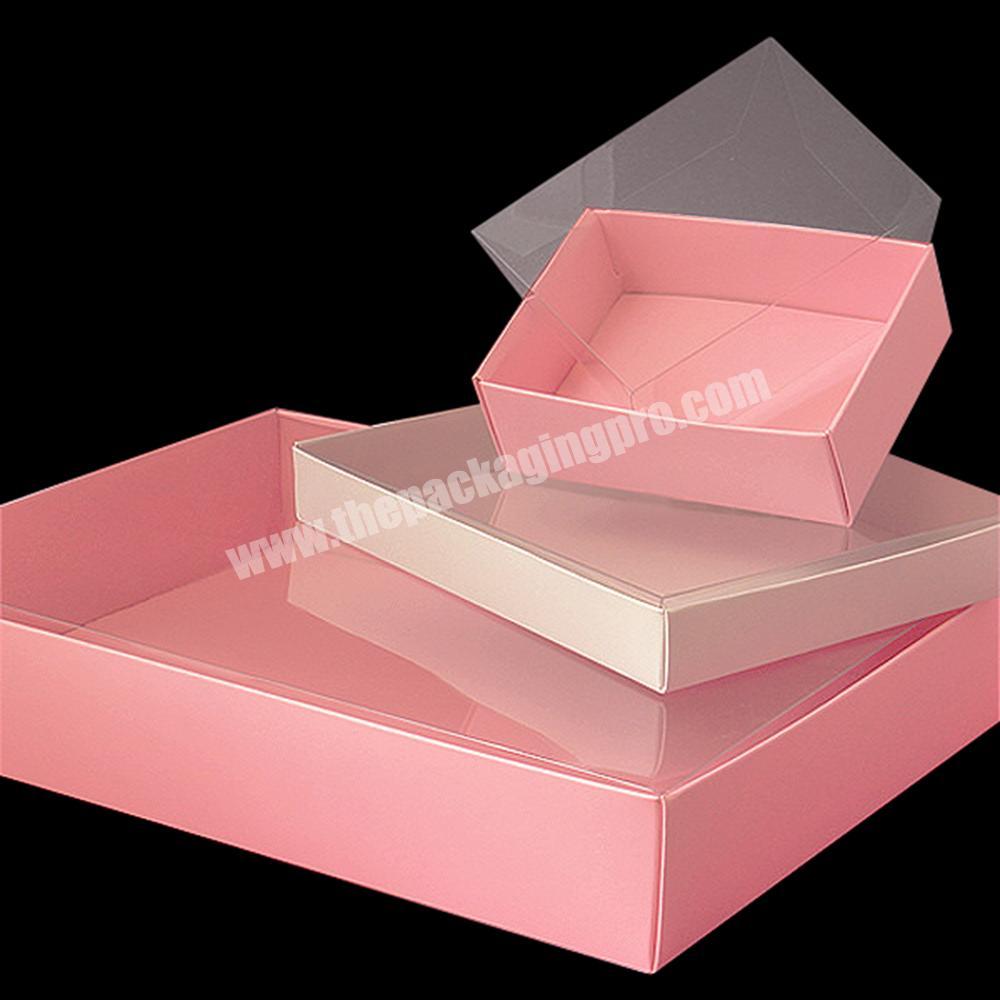 Custom packaging clothes paper gift box with PVC lid