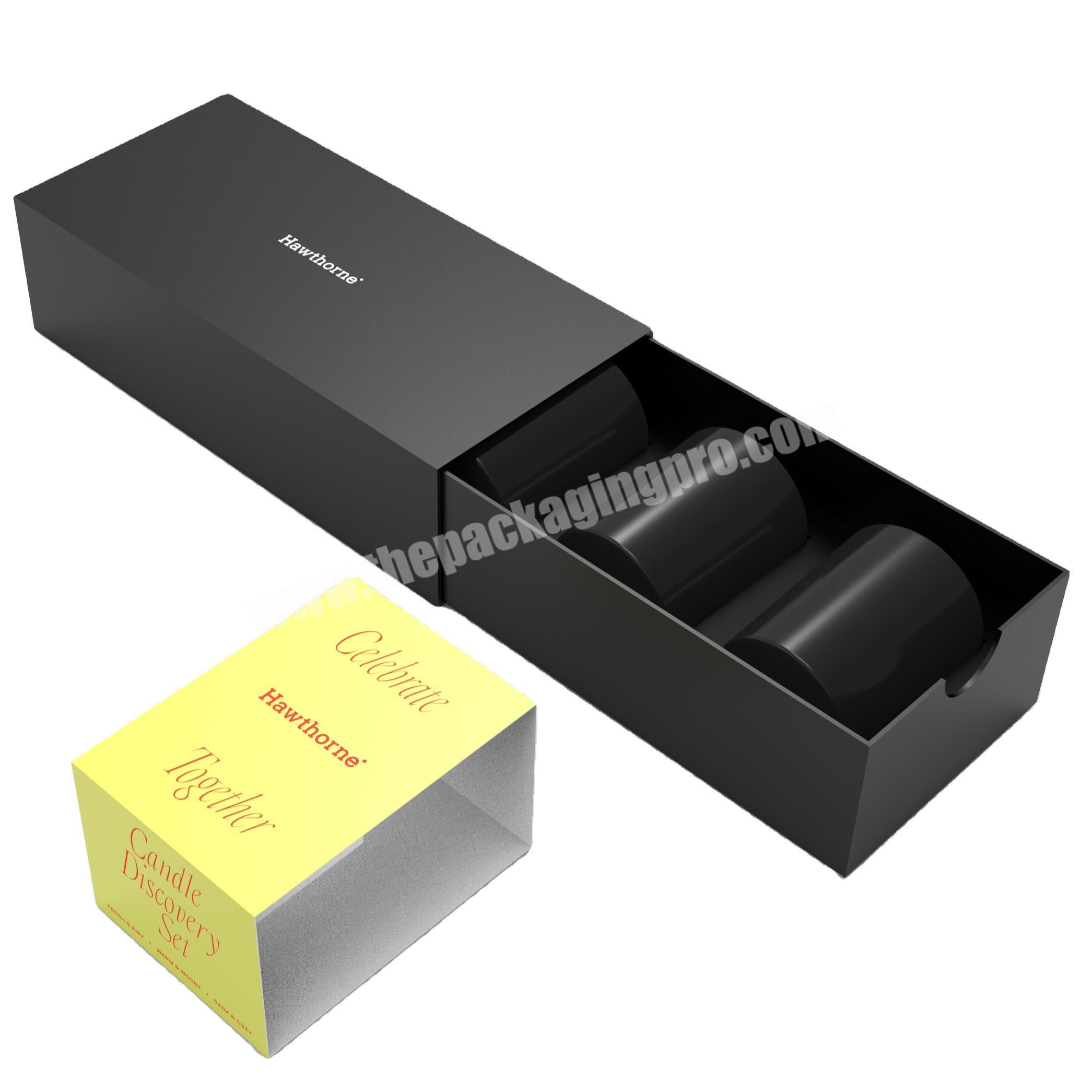 Custom paper packaging gift box for candle with insert drawer slide match boxes with sleeves for underwear