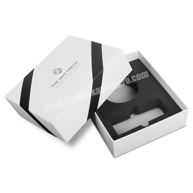 Custom paperboard perfume packaging gift box with black inner foam