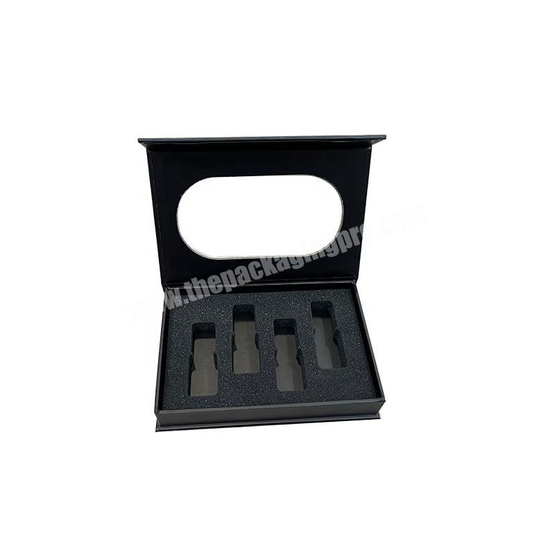 Custom plain black printing nail polish packaging gift paper box with window