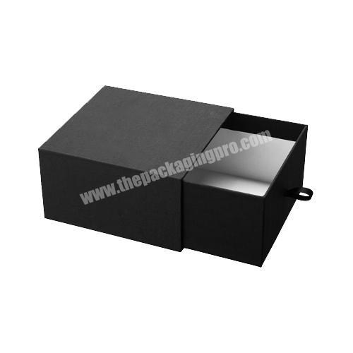 Custom print black paper cardboard slide drawer  type shoe box packaging for mens