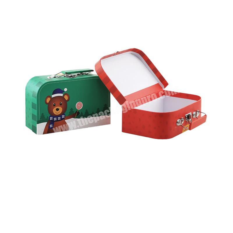 Custom handle lock design cardboard suitcase mini gift box for toys