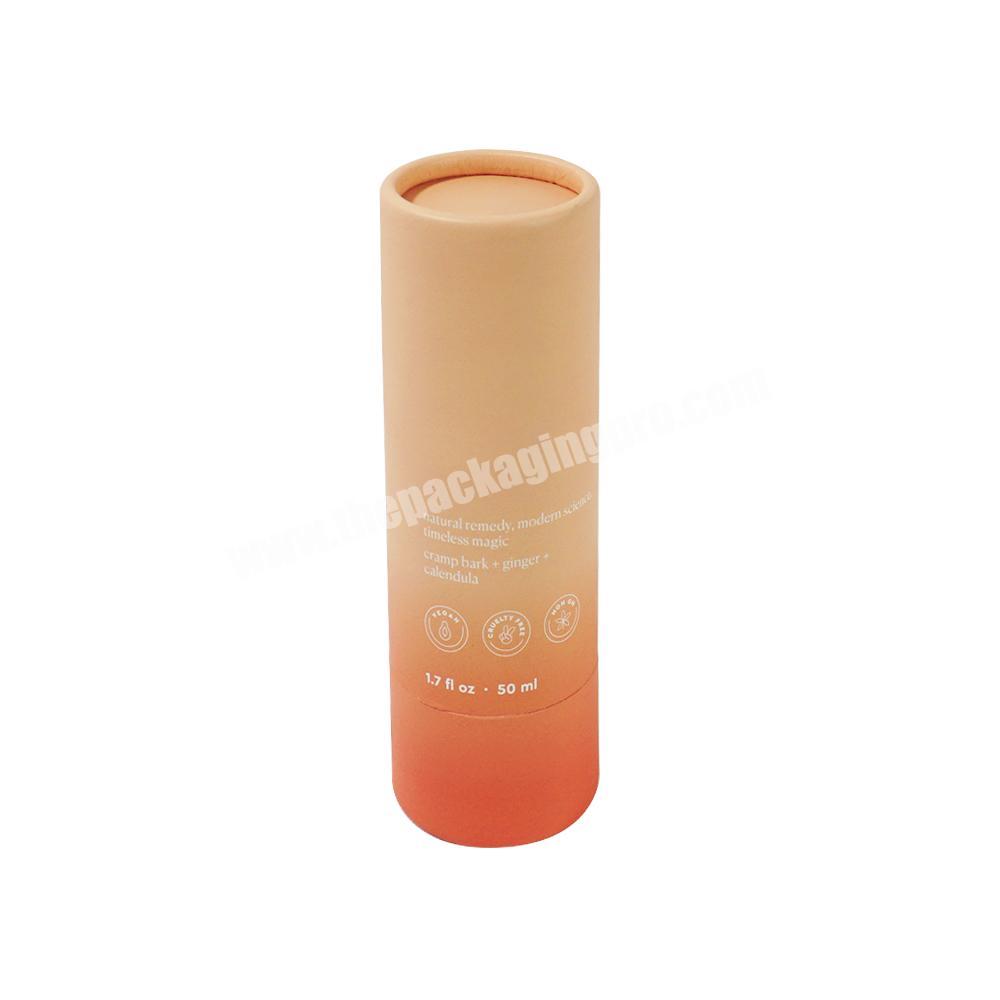 Custom printed logo pink 50 ml skin care  essential oil bottle packaging paper cylinder round tube packaging gift box