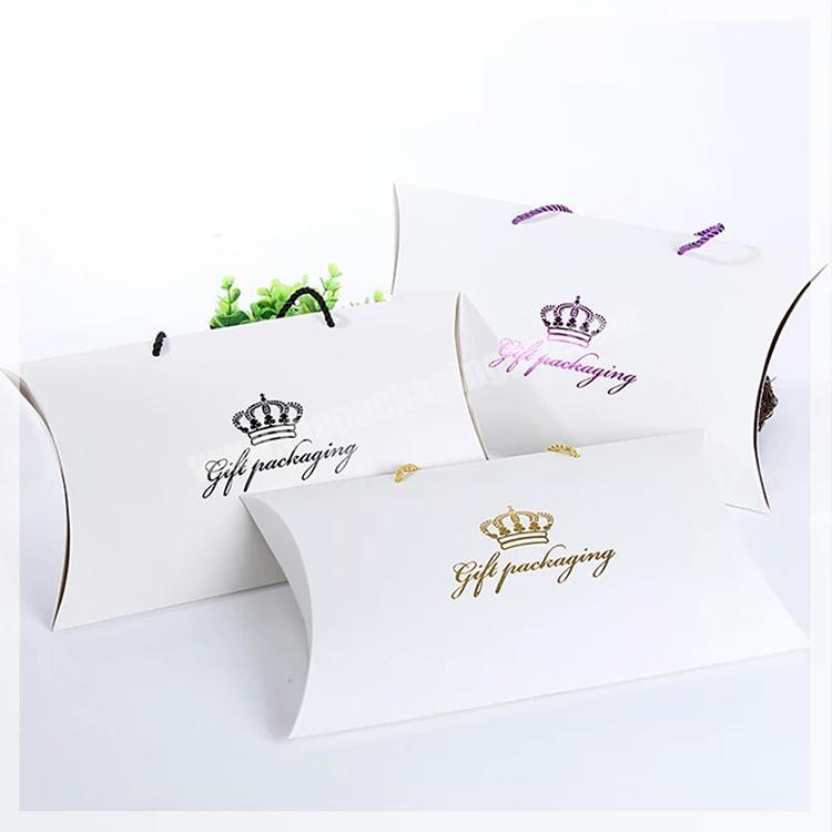 Custom printing logo matte lamination exquisite bra cosmetics pillow box with handles