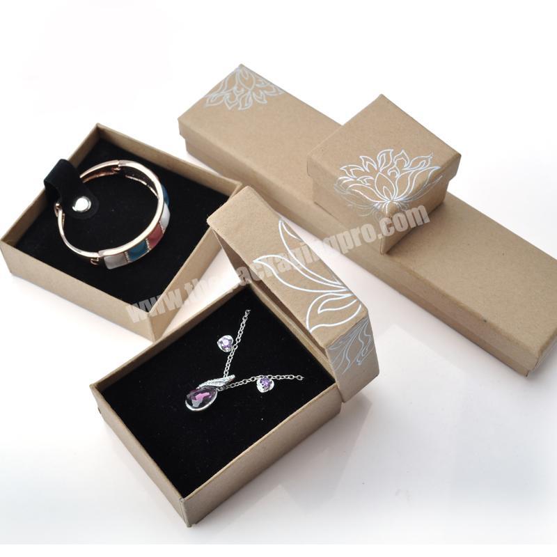 Custom printing logo pattern kraft paper jewelry packaging box for ring necklace bracelet set earring