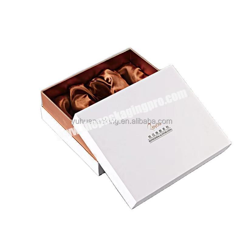 High quality luxury custom logo recycled paper packaging lid and base packaging gift boxes with silk inserts
