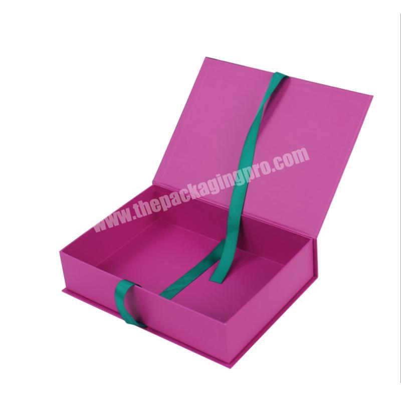 Custom supply folding cardboard printing logo wigs hair gift packaging magnetic folding box with ribbon