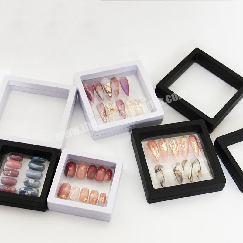 Custom transparent PE film press on nails packaging box clear acrylic nail  tips storage box wholesale
