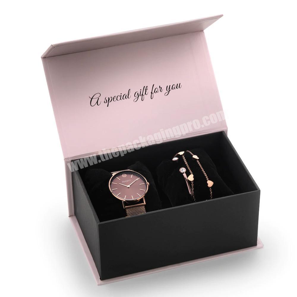 Custom wholesale cardboard paper black fashionable wrist smart watch gift box watch packaging luxury watch box