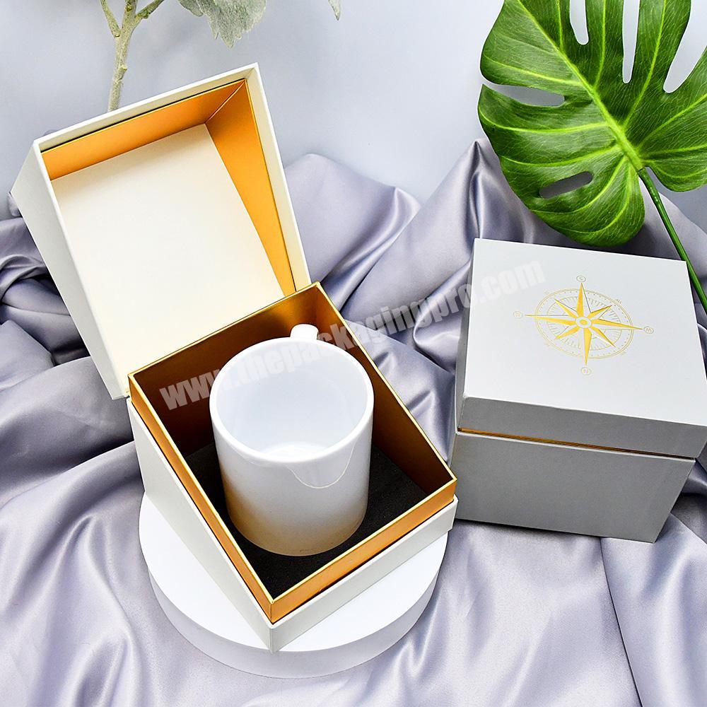 Custom whosale candle jars with lid and boxes packaging gift box cardboard paper printing gold foil logo luxury candle box
