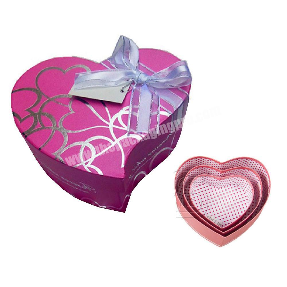 Customgolden supplier Gift recycled paper chocolate love heart empty box mold with ribbon packaging guangzhou