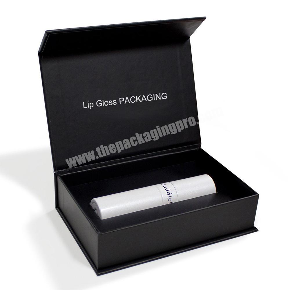 Customised Printed Logo Empty Matte Black Magnetic Lip Gloss Cardboard lipgloss Packaging Boxes Of Lip Gloss