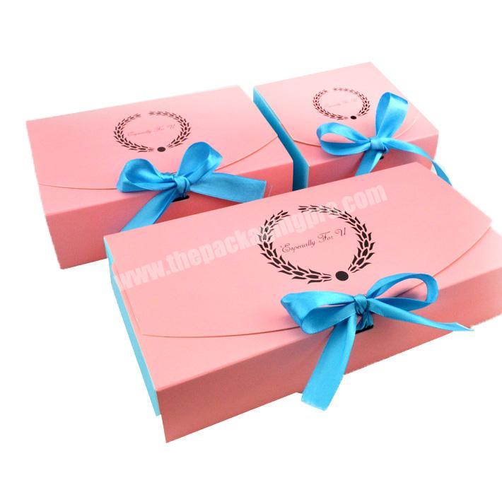 Customize Cheapest Foldable Paper Box Flat Pack Gift Box Colorful Printed Box With Ribbon