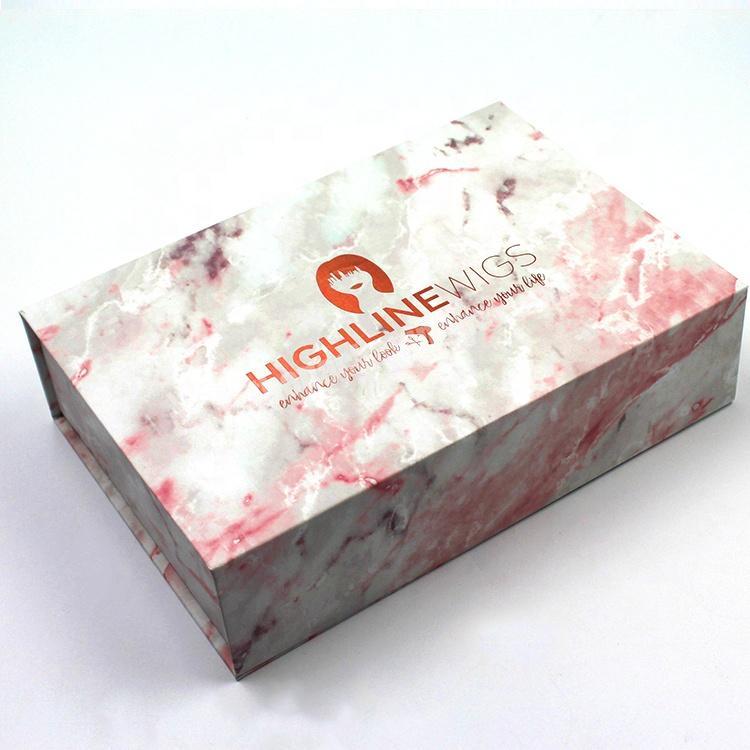 Customize High Quality Hair Extension Packaging Box Wig Packing Box With Marbling Gift Box